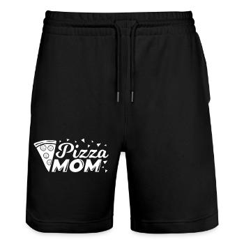 Pizza Mama - Short de jogging bio TRAINER Stanley/Stella unisexe - noir - Devant - Nik (191cm) & Marisol (170cm)