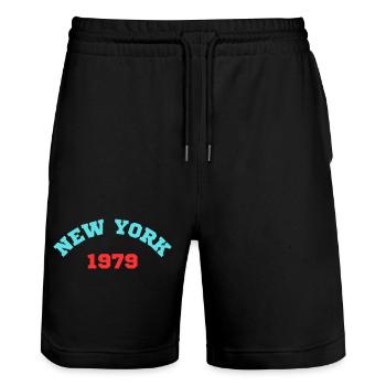 New York 1979 - Short de jogging bio TRAINER Stanley/Stella unisexe - noir - Devant - Nik (191cm) & Marisol (170cm)