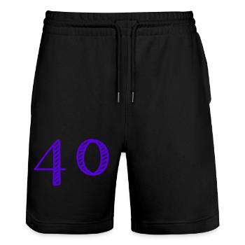 40. 40 YEARS. 40th ANNIVERSARY. 40 YEARS ANNIVERSARY. - Stanley/Stella Trainer Unisex Organic Jogging Shorts - black - Front - Nik (191cm) & Marisol (170cm)