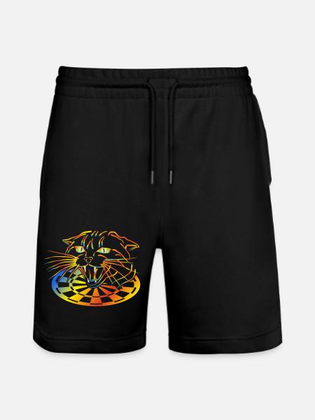 Dart Regenbogenkatze Neonkunst - Stanley/Stella Unisex Bio Joggingshorts Trainer  - Schwarz