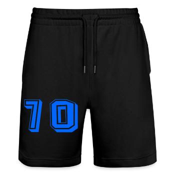 70. 70 JAHRE. 70-JÄHRIGES JUBILÄUM. 70-JÄHRIGES JUBILÄUM. - Stanley/Stella Unisex Bio Joggingshorts Trainer  - Schwarz - Vorne - Nik (191cm) & Marisol (170cm)