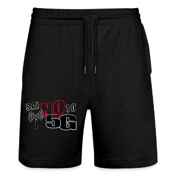SAY NO TO 5G - claim - Stanley/Stella Unisex Bio Joggingshorts Trainer  - Schwarz - Vorne - Nik (191cm) & Marisol (170cm)