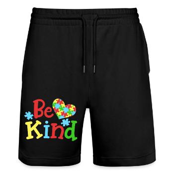 Autismus Bewusstsein - Stanley/Stella Unisex Bio Joggingshorts Trainer  - Schwarz - Vorne - Nik (191cm) & Marisol (170cm)