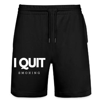I Quit Smoking Motivation Healthy Lifestyle - Stanley/Stella Trainer Unisex Organic Jogging Shorts - black - Front - Nik (191cm) & Marisol (170cm)