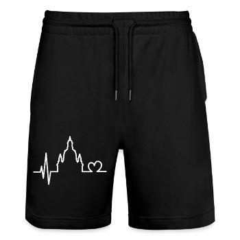 Herzschlag Frauenkirche Dresden Symbole Logo - Short de jogging bio TRAINER Stanley/Stella unisexe - noir - Devant - Nik (191cm) & Marisol (170cm)