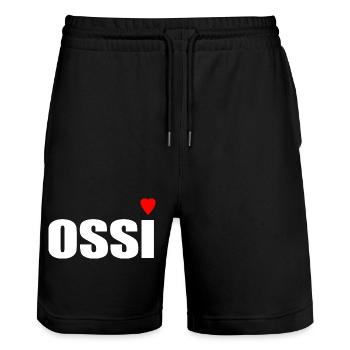 Ossi avec cœur rouge - Short de jogging bio TRAINER Stanley/Stella unisexe - noir - Devant - Nik (191cm) & Marisol (170cm)