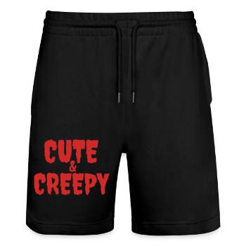 Haunted Cartoon Creature Illustration - Stanley/Stella Trainer Unisex Organic Jogging Shorts - black - Front - Nik (191cm) & Marisol (170cm)