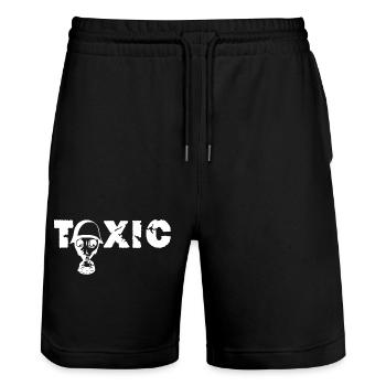 Totenkopf und Gasmaske - Stanley/Stella Unisex Bio Joggingshorts Trainer  - Schwarz - Vorne - Nik (191cm) & Marisol (170cm)