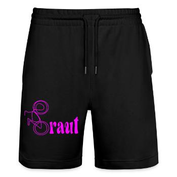 JUNGGESELLINNENABSCHIED FAHRRAD RAD JGA BRAUT - Stanley/Stella Unisex Bio Joggingshorts Trainer  - Schwarz - Vorne - Nik (191cm) & Marisol (170cm)
