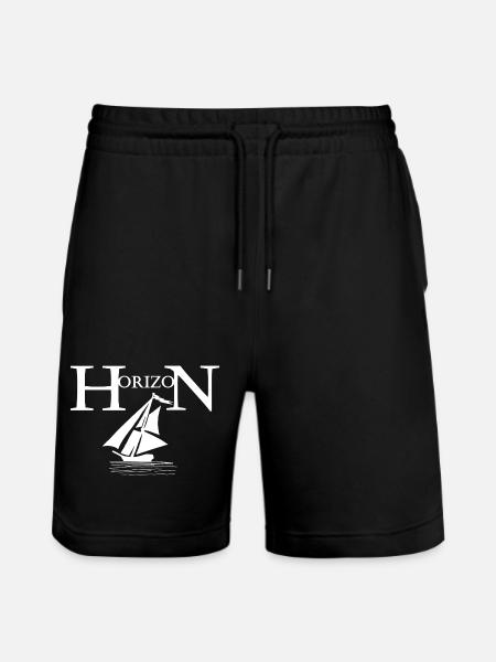 White boat and horizon - Stanley/Stella Trainer Unisex Organic Jogging Shorts - black