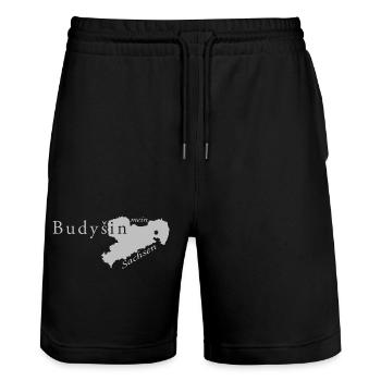 Budyšin (Bautzen) - Mein Sachsen - Heimatstadt - Stanley/Stella Unisex Bio Joggingshorts Trainer  - Schwarz - Vorne - Nik (191cm) & Marisol (170cm)