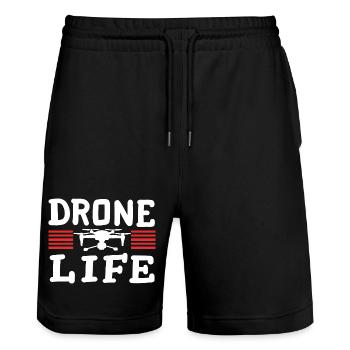 Drohnenpilot RC FPV Quadrocopter - Stanley/Stella Unisex Bio Joggingshorts Trainer  - Schwarz - Vorne - Nik (191cm) & Marisol (170cm)