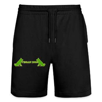 Vegan Dog - Stanley/Stella Trainer Unisex Organic Jogging Shorts - black - Front - Nik (191cm) & Marisol (170cm)