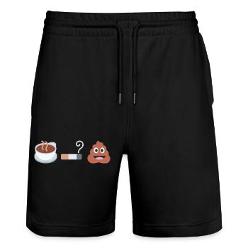 Coffee, cigarette, biscuit - Stanley/Stella Trainer Unisex Organic Jogging Shorts - black - Front - Nik (191cm) & Marisol (170cm)
