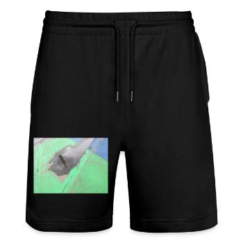 CSD Berlin (gespiegelte Siegessäule in der Pfütze) - Stanley/Stella Unisex Bio Joggingshorts Trainer  - Schwarz - Vorne - Nik (191cm) & Marisol (170cm)