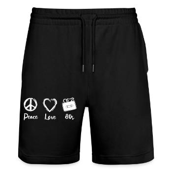 Frieden Liebe 80er Jahre - Stanley/Stella Unisex Bio Joggingshorts Trainer  - Schwarz - Vorne - Nik (191cm) & Marisol (170cm)