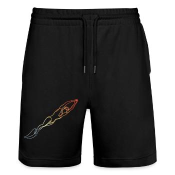 Schwimmen Retro Stil - Stanley/Stella Unisex Bio Joggingshorts Trainer  - Schwarz - Vorne - Nik (191cm) & Marisol (170cm)