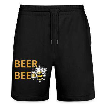 beerbee bier biene partyspruc biertrinker geschenk - Stanley/Stella Unisex Bio Joggingshorts Trainer  - Schwarz - Vorne - Nik (191cm) & Marisol (170cm)
