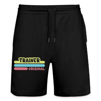 Vorname Trainer - Stanley/Stella Unisex Bio Joggingshorts Trainer  - Schwarz - Vorne - Nik (191cm) & Marisol (170cm)