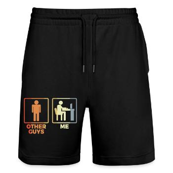 Programmierer Strichmännchen - Stanley/Stella Unisex Bio Joggingshorts Trainer  - Schwarz - Vorne - Nik (191cm) & Marisol (170cm)