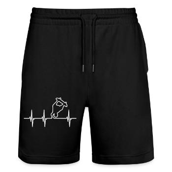Skateboarder heartbeat - Stanley/Stella Trainer Unisex Organic Jogging Shorts - black - Front - Nik (191cm) & Marisol (170cm)