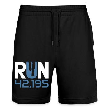 Marathonläufer Runner Run 42,195 Finisher - Stanley/Stella Unisex Bio Joggingshorts Trainer  - Schwarz - Vorne - Nik (191cm) & Marisol (170cm)