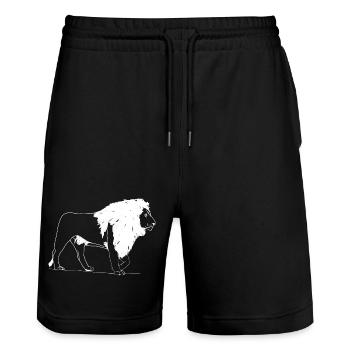 Lion - Stanley/Stella Trainer Unisex Organic Jogging Shorts - black - Front - Nik (191cm) & Marisol (170cm)