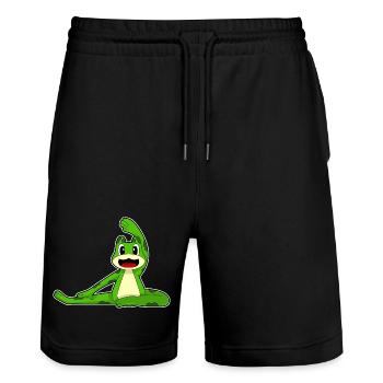 Frosch Yoga Fitness Gymnastik - Stanley/Stella Unisex Bio Joggingshorts Trainer  - Schwarz - Vorne - Nik (191cm) & Marisol (170cm)