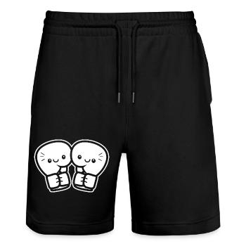 Gants de boxe drôles - Short de jogging bio TRAINER Stanley/Stella unisexe - noir - Devant - Nik (191cm) & Marisol (170cm)