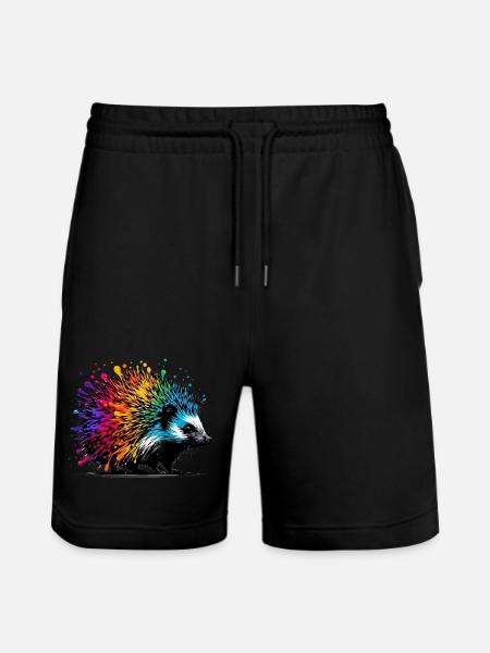Hedgehog - Stanley/Stella Trainer Unisex Organic Jogging Shorts - black