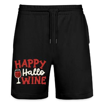 Fröhliches Halloween Wein trinken - Stanley/Stella Unisex Bio Joggingshorts Trainer  - Schwarz - Vorne - Nik (191cm) & Marisol (170cm)