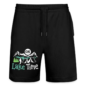 See Camping Zelten - Stanley/Stella Unisex Bio Joggingshorts Trainer  - Schwarz - Vorne - Nik (191cm) & Marisol (170cm)