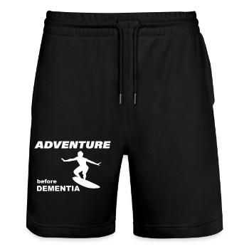 SURF ADVENTURE - Stanley/Stella Trainer Unisex Organic Jogging Shorts - black - Front - Nik (191cm) & Marisol (170cm)