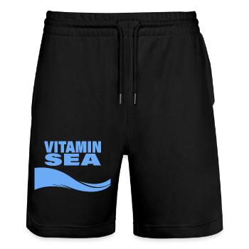 VITAMIN SEA - Stanley/Stella Trainer Unisex Organic Jogging Shorts - black - Front - Nik (191cm) & Marisol (170cm)