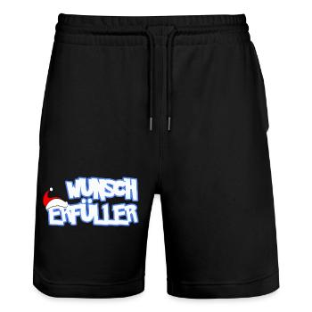 WUNSCHERFÜLLER - Stanley/Stella Unisex Bio Joggingshorts Trainer  - Schwarz - Vorne - Nik (191cm) & Marisol (170cm)
