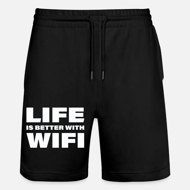 LIFE IS BETTER WITH WIFI - Stanley/Stella Trainer Unisex Organic Jogging Shorts - black