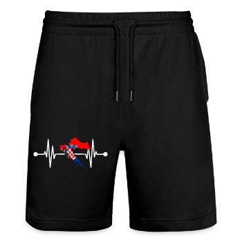 Kroate Kroatisch Herzschlag Kroatien - Stanley/Stella Unisex Bio Joggingshorts Trainer  - Schwarz - Vorne - Nik (191cm) & Marisol (170cm)