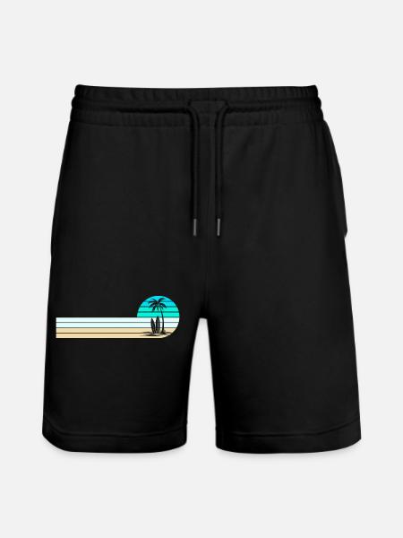 Beach skyline - Stanley/Stella Trainer Unisex Organic Jogging Shorts - black