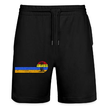 Vintage beach sunset - Stanley/Stella Trainer Unisex Organic Jogging Shorts - black - Front - Nik (191cm) & Marisol (170cm)