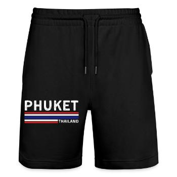 Phuket Thailand Flag T-Shirt - Stanley/Stella Trainer Unisex Organic Jogging Shorts - black - Front - Nik (191cm) & Marisol (170cm)
