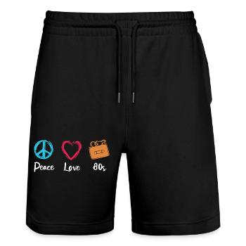 Peace Love 80s - Stanley/Stella Unisex Bio Joggingshorts Trainer  - Schwarz - Vorne - Nik (191cm) & Marisol (170cm)