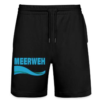 MEERWEH - Stanley/Stella Unisex Bio Joggingshorts Trainer  - Schwarz - Vorne - Nik (191cm) & Marisol (170cm)