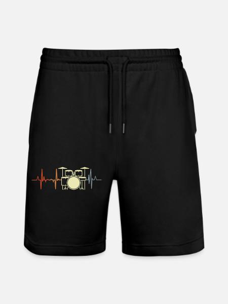 I love rock, music, palpitations - Stanley/Stella Trainer Unisex Organic Jogging Shorts - black