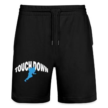 TOUCH DOWN - Stanley/Stella Trainer Unisex Organic Jogging Shorts - black - Front - Nik (191cm) & Marisol (170cm)