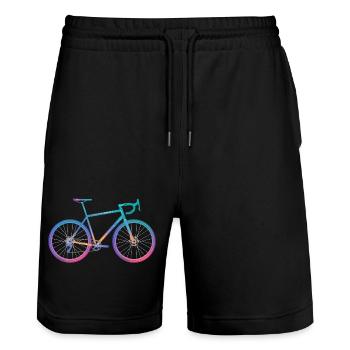 Gradient Radfahren Fahrrad Design - Stanley/Stella Unisex Bio Joggingshorts Trainer  - Schwarz - Vorne - Nik (191cm) & Marisol (170cm)