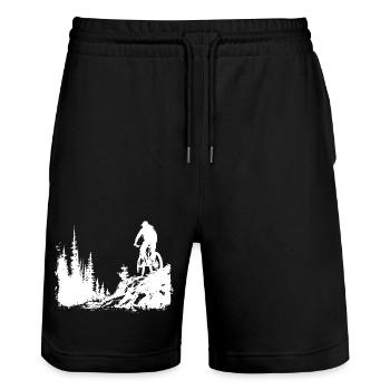 Mountainbiking Skizze - Stanley/Stella Unisex Bio Joggingshorts Trainer  - Schwarz - Vorne - Nik (191cm) & Marisol (170cm)