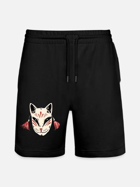 Kitsune Mask with Red Tassels - Stanley/Stella Trainer Unisex Organic Jogging Shorts - black