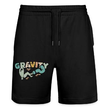retro bouldern klettern Wand usedlook Symbol Logo - Stanley/Stella Unisex Bio Joggingshorts Trainer  - Schwarz - Vorne - Nik (191cm) & Marisol (170cm)