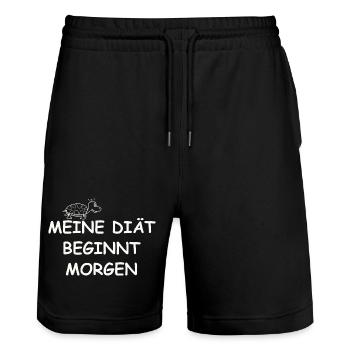 DIÈTE - Short de jogging bio TRAINER Stanley/Stella unisexe - noir - Devant - Nik (191cm) & Marisol (170cm)