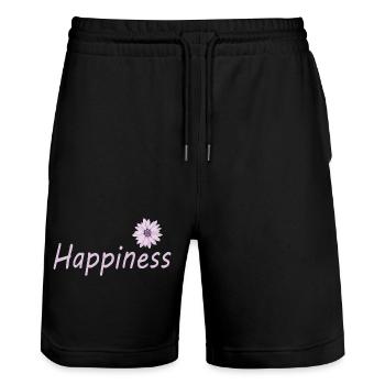 Happiness - Stanley/Stella Trainer Unisex Organic Jogging Shorts - black - Front - Nik (191cm) & Marisol (170cm)